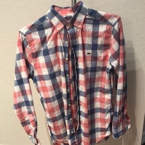 Vineyard Vines S Slim Fit Blue Red Checkered Shirt